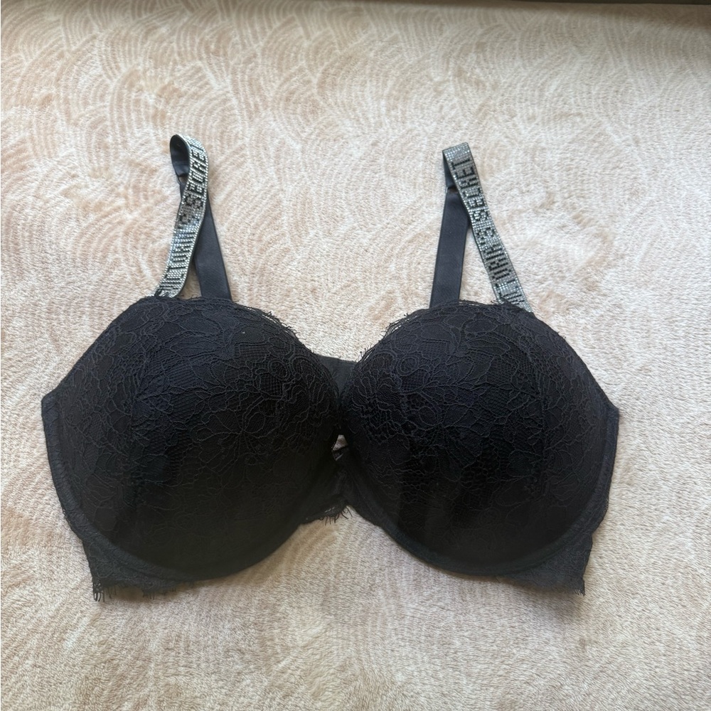 Victoria's Secret Diamond Strap Black Lace Bra